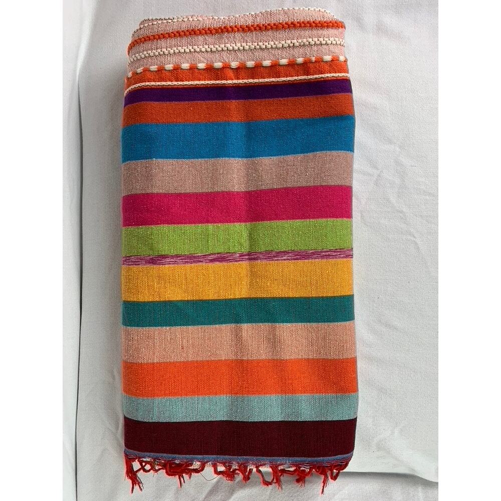 Frankie Rose Co. Large Throw Blanket 'Fiesta'  Vibrant Multicolor Stripe